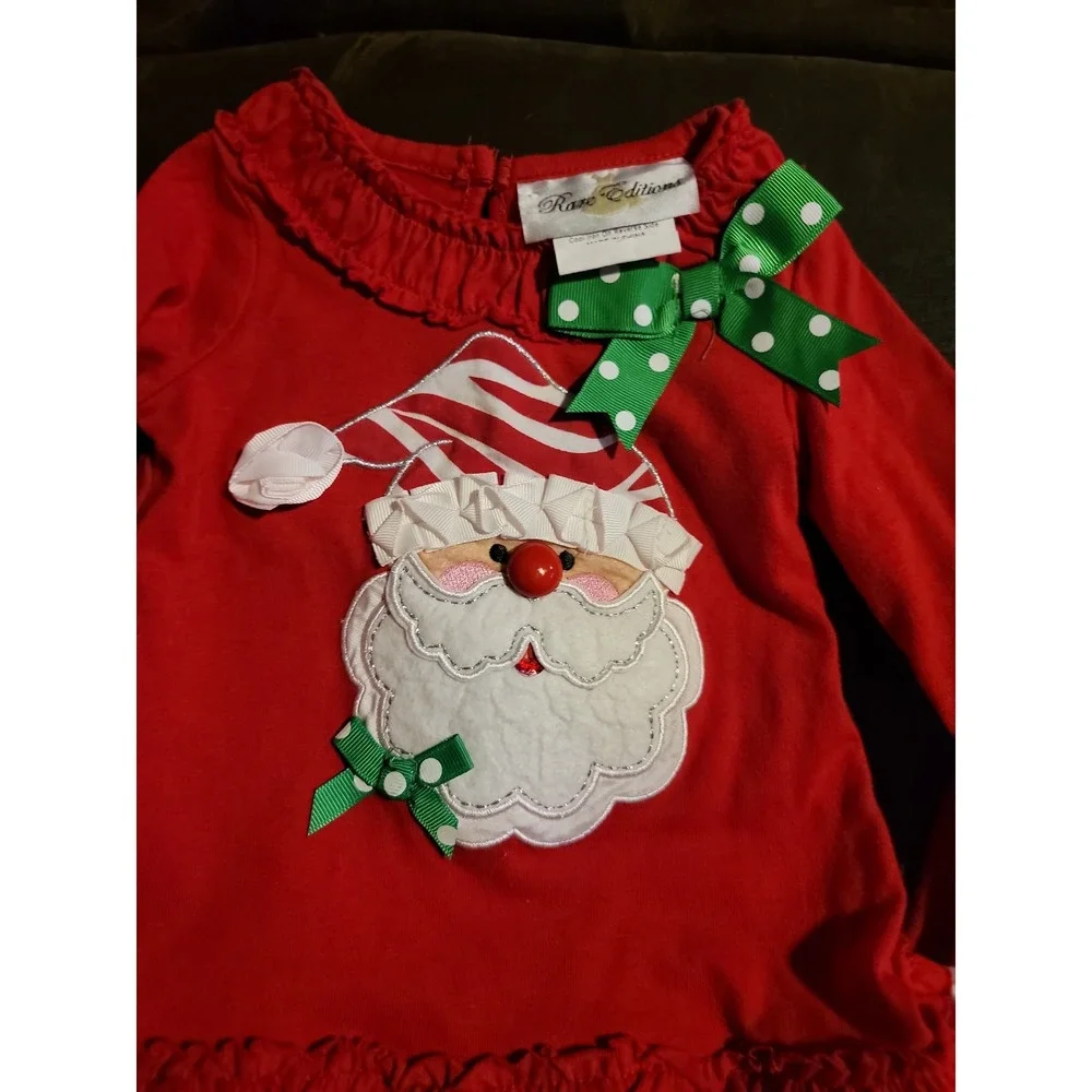 Rare editions Christmas santa holiday dress and‎ leggings size 6 months